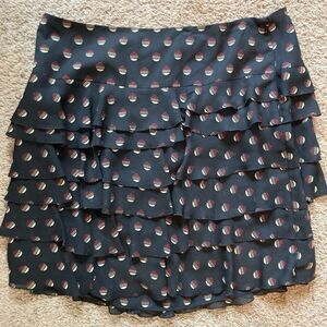 LOFT NWT polka dot Layered Ruffled Skirt lined